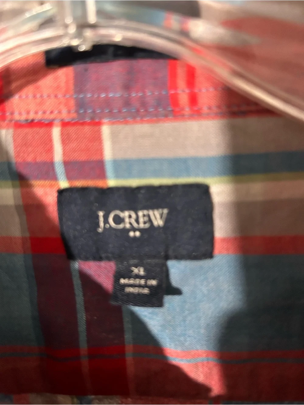 J. Crew Blue and Red Plaid Button-Down Shirt